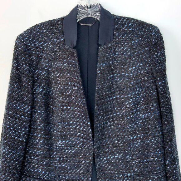 Elie Tahari Tori Blue Metallic Tweed Blazer Sz 10 - Picture 2 of 16